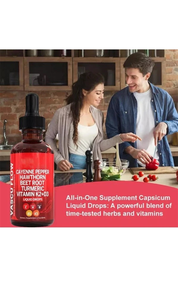 Cayenne Hawthorn Beetroot Turmeric Liquid Drops | K2+D3 ❤️ & Circulation Support