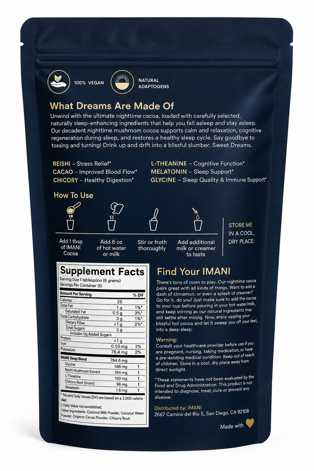 IMANI Mushroom Hot Cocoa – Nighttime Wellness Blend
