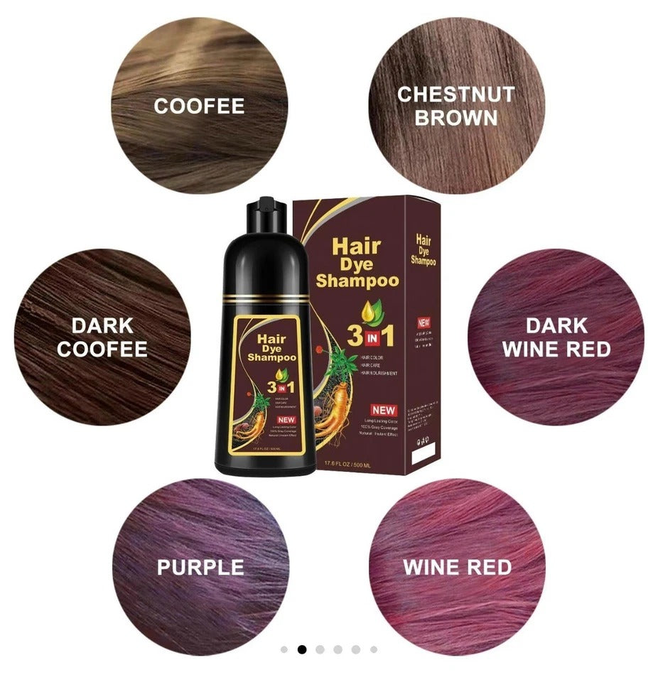 Dark Brown Color  Hair Dye Shampoo 3in1 Instant Hair Dye Herbal Ingredients FK-2