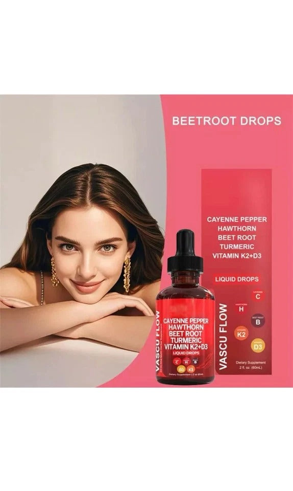 Cayenne Hawthorn Beetroot Turmeric Liquid Drops | K2+D3 ❤️ & Circulation Support