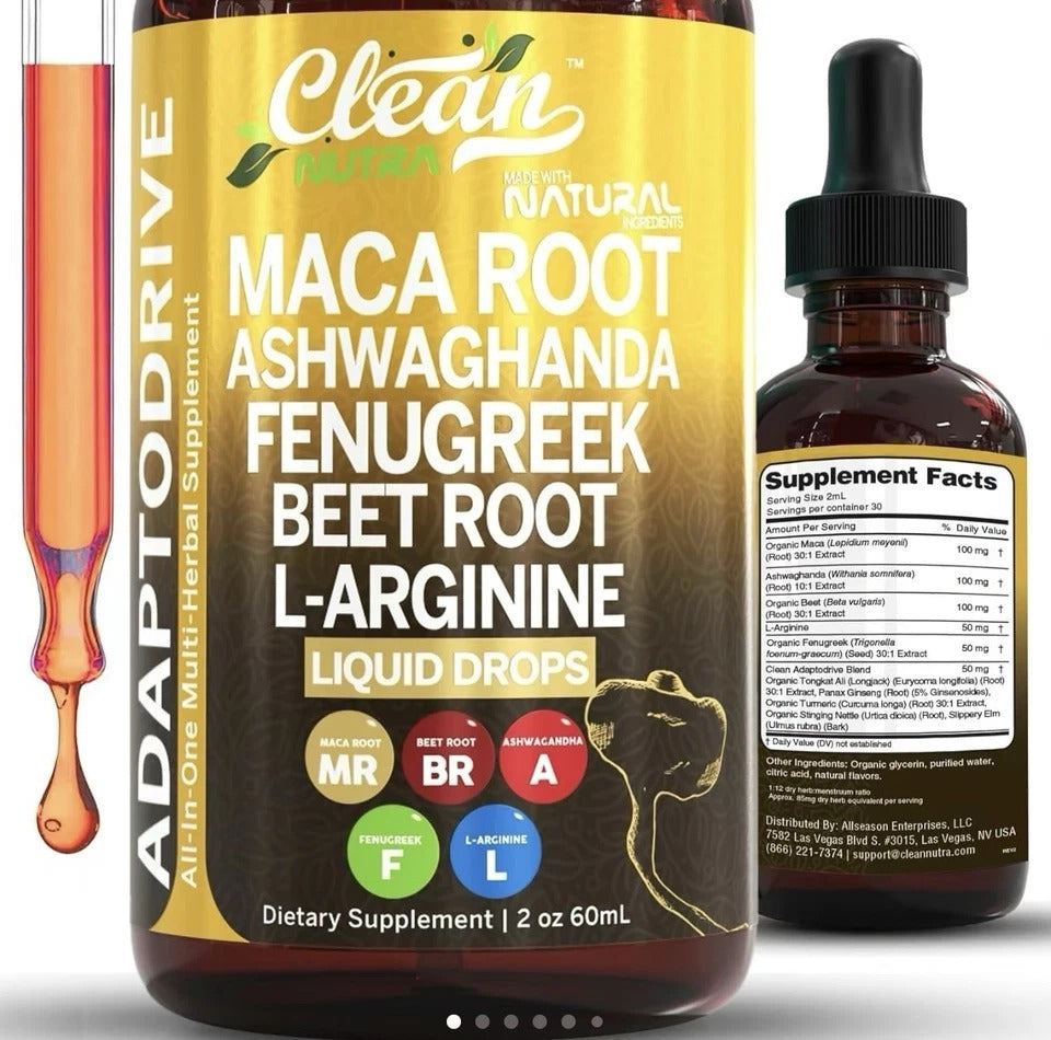 2X CLEAN Nutra Adapto drive Liquid Drop - Maca Root/Ashwagandha/Beet Root, 2-PACK