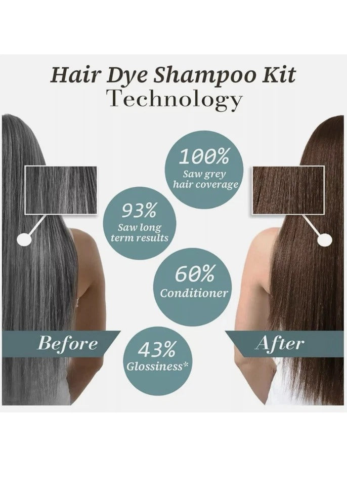 Dark Brown Color  Hair Dye Shampoo 3in1 Instant Hair Dye Herbal Ingredients FK-2
