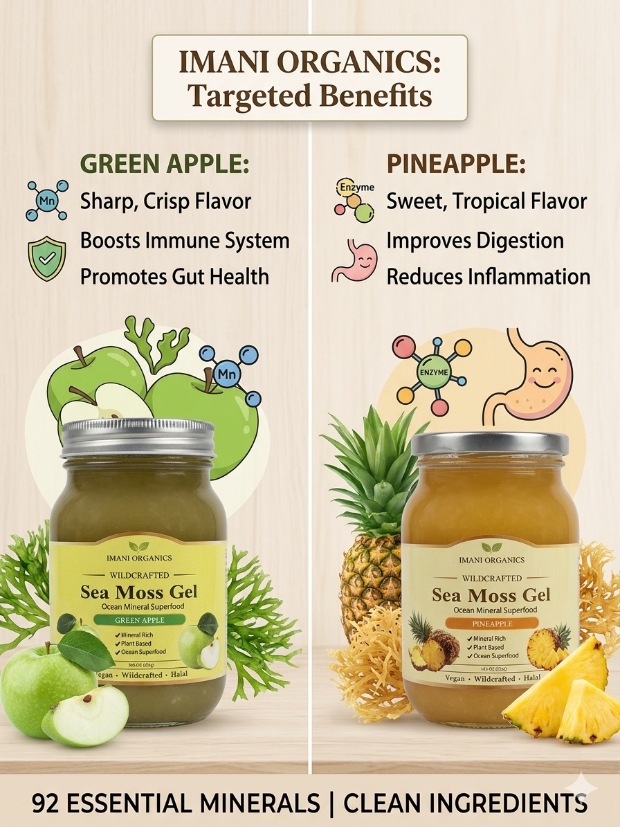 IMANI ORGANICS Wildcrafted Irish Sea Moss Gel | PINEAPPLE Flavor 18.5 Big Size!