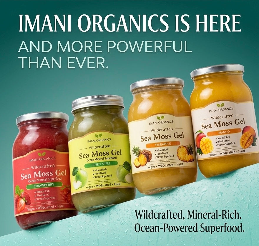 IMANI ORGANICS Wildcrafted Irish Sea Moss Gel | GREEN APPLE Flavor 18.5 Big Size!
