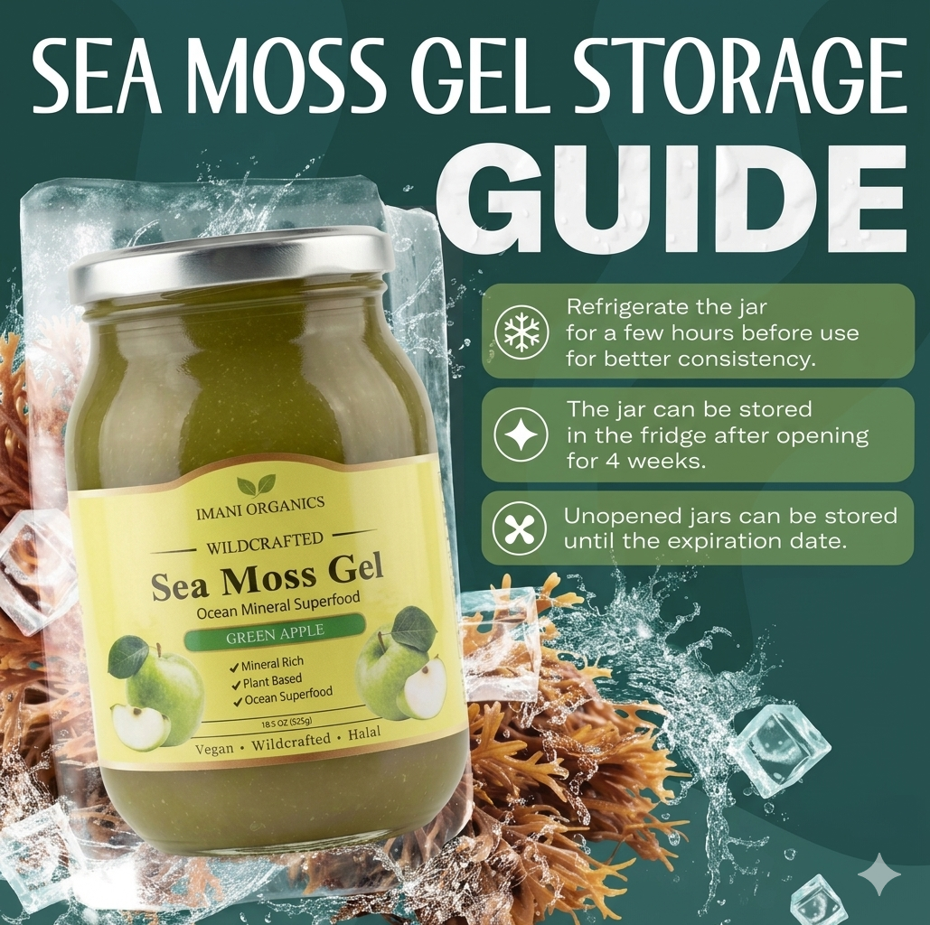 IMANI ORGANICS Wildcrafted Irish Sea Moss Gel | STRAWBERRY Flavor 18.5 Big Size!