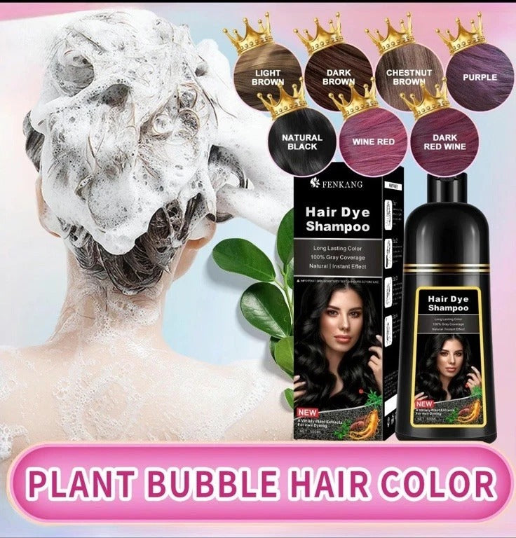 Dark Brown Color  Hair Dye Shampoo 3in1 Instant Hair Dye Herbal Ingredients FK-2