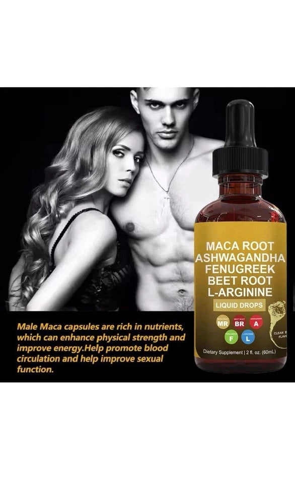 Maca Root Drops-Maca Root Ashwagandha Fenugreek Beet Root L-Arginine - 60ml