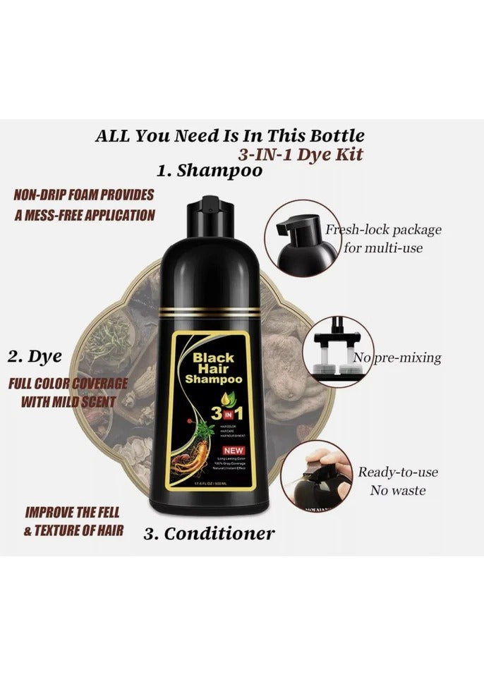 Dark Brown Color  Hair Dye Shampoo 3in1 Instant Hair Dye Herbal Ingredients FK-2
