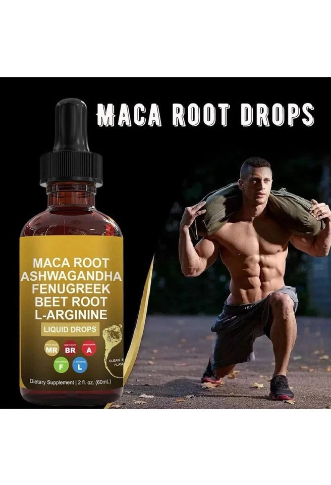Maca Root Drops-Maca Root Ashwagandha Fenugreek Beet Root L-Arginine - 60ml